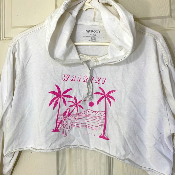 CCO PRICE DROP 🔥🔥 White Cropped Beach Hoodie Size Large - Picture 3 of 5